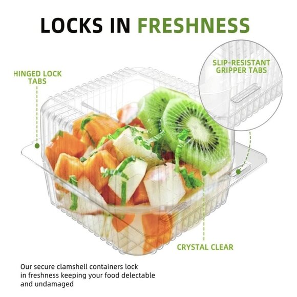 100 Count Clear Plastic Hinged Take Out Containers Clamshell Takeout Tray Foo... - Picture 5 of 6